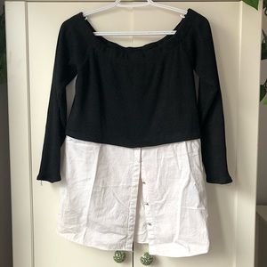 Black and white blouse layered style blouse